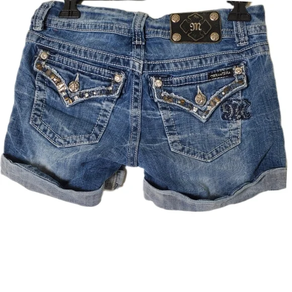Miss Me Shorts Miss Me Womens Western Sequin Embellished Denim